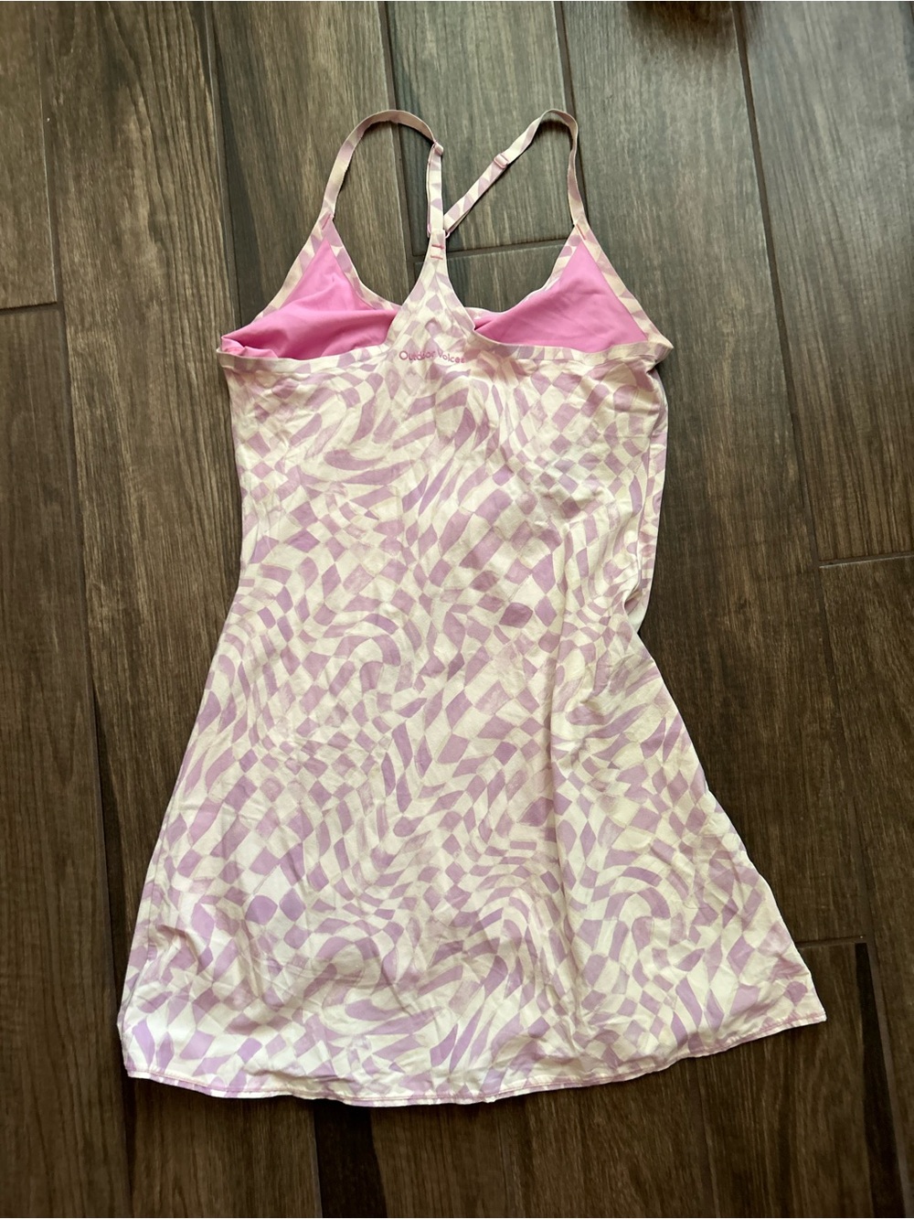 Outdoor Voices Exercise Dress Wavy Checkered Print in Pink Sz S - Picture 7 of 10